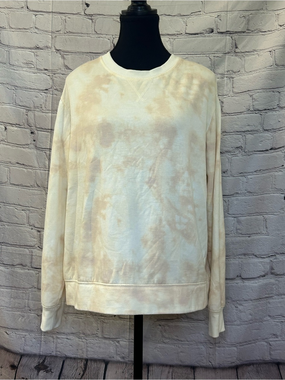 stars above Cream and Beige Tie-Dye Crewneck Sweater